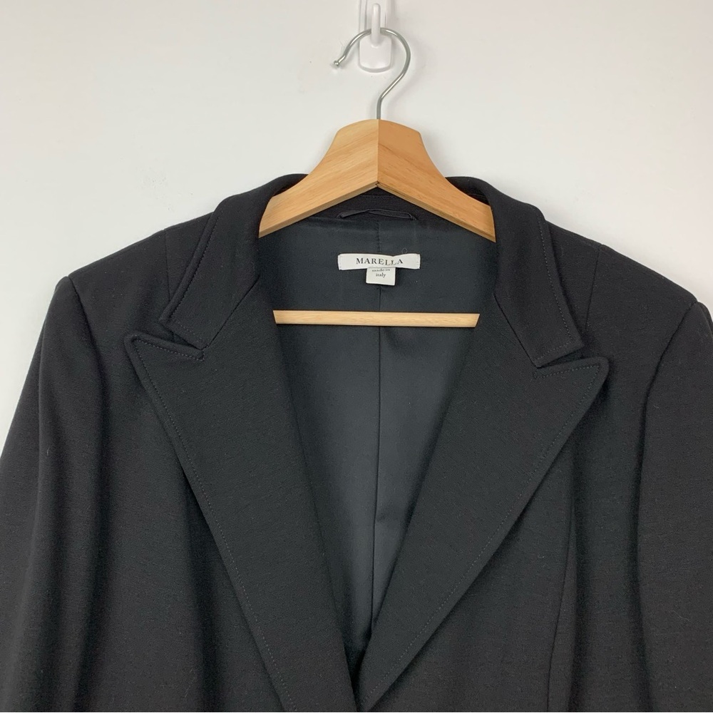 Marella Blazer Black Zip Accents Button Sz 12 Classic Elegant Office Italy - Picture 2 of 14